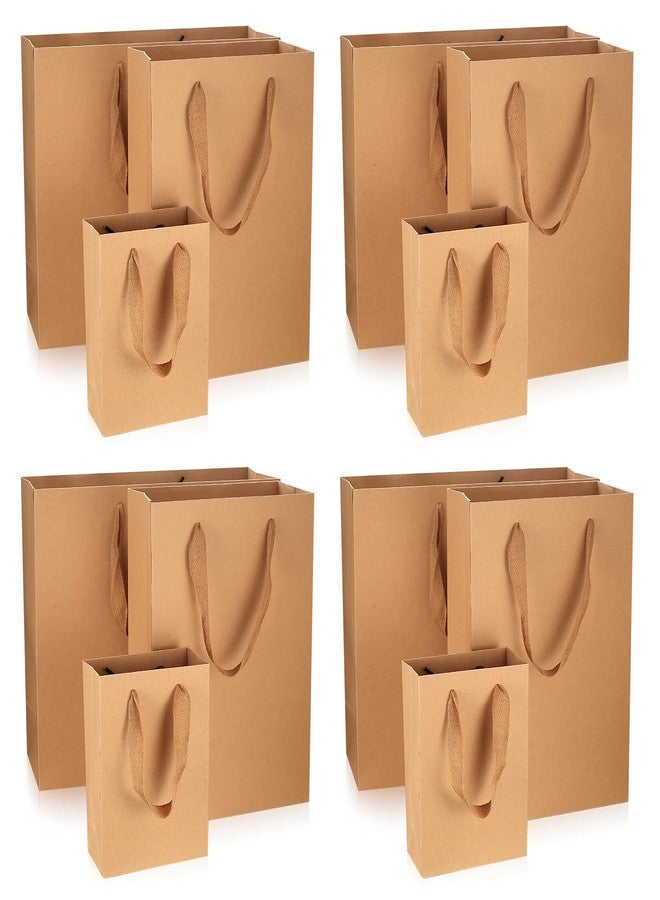 HexinYigjly 12 Pcs Kraft Paper Bags with Handles, Brown Paper Gift Bags Bulk, Small, Medium & Large Retail Bags for Small Business, Shopping Bag s, Birthday Party Favor Bag, Merchandise Bag (Brown, L+M+S=12 PCS) - Image 1